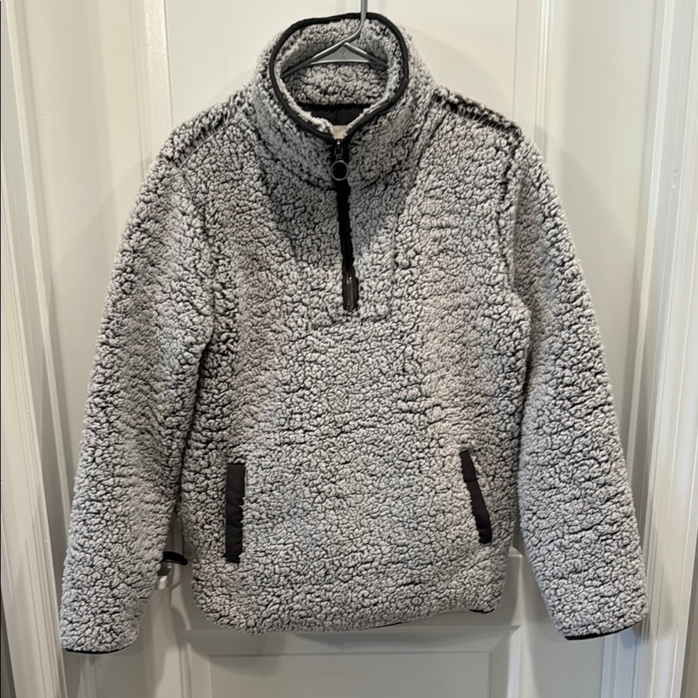 Thread & Supply Gray Sherpa Quarter-Zip Sweatshirt